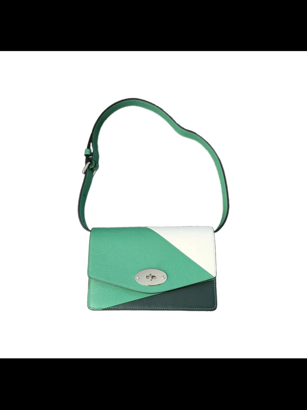 Mulberry Tri-Panel Green, White & Dark Teal Shoulder Bag